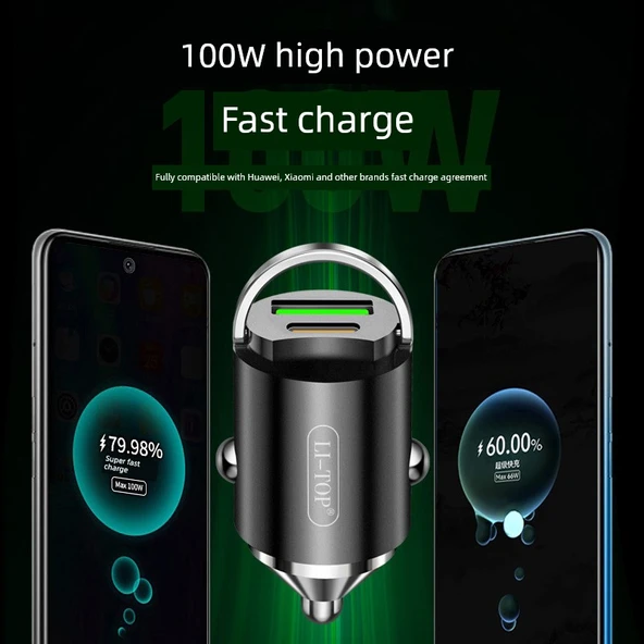 Çift Portlu PD20W QC3.0 20W C-L 2 Metre Araç Şarj Cihazı - Resim 4