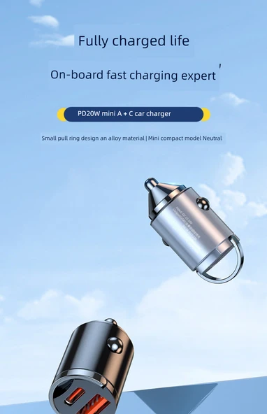 Çift Portlu PD20W QC3.0 20W C-L 2 Metre Araç Şarj Cihazı - Resim 6