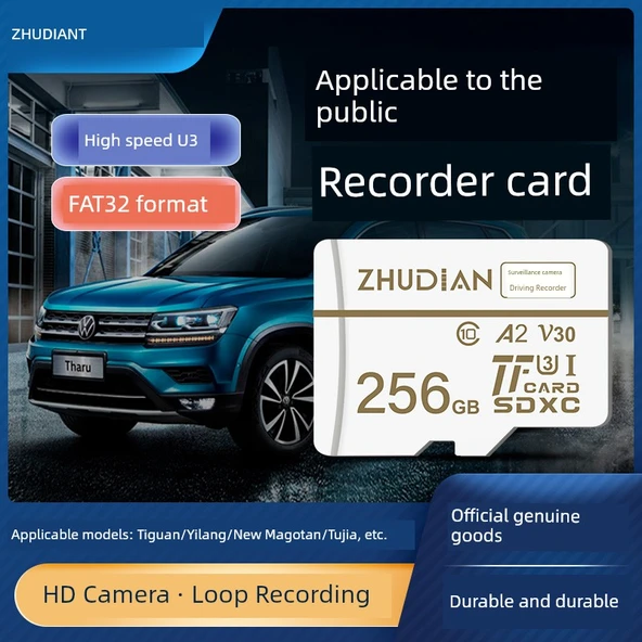Volkswagen Araç İçi Kamera TF Kartı - 256GB + Kart Okuyucu