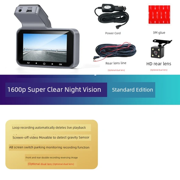 360° Araç İçi Kamera - 64GB Kart, Tek Lens, Süper Net Standart Sürüm