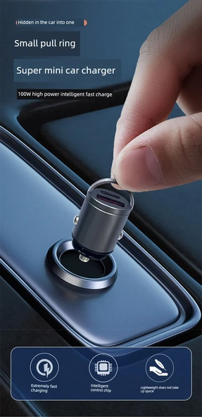 Mini Araç Şarj Cihazı - Çift USB Portlu - 36mm - 6