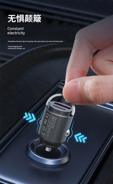 Mini Araç Şarj Cihazı - Çift USB Portlu - 36mm - 11
