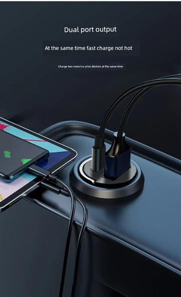 Mini Araç Şarj Cihazı - Çift USB Portlu - 36mm - 8