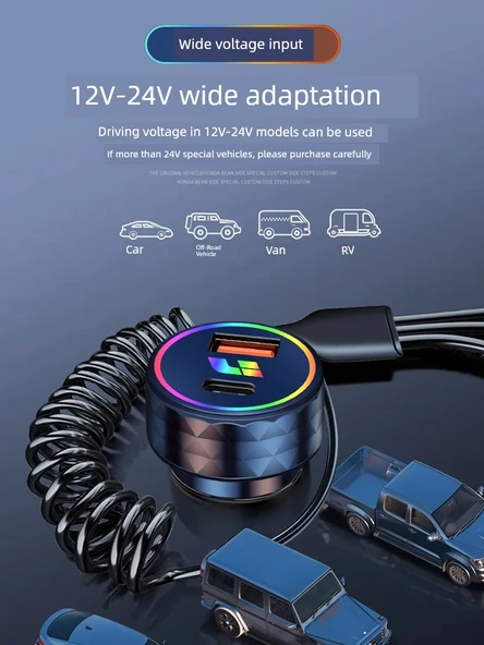 Oto Şarj Cihazı - Siyah 30W - 5