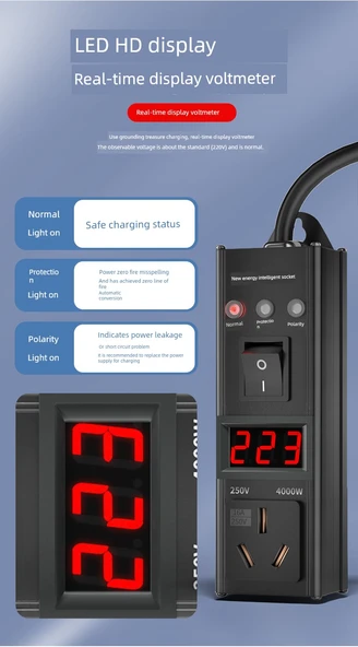 3.5kW EV Şarj Cihazı - Alüminyum Alaşımlı - Akıllı Ekran - 10 Metre - 7