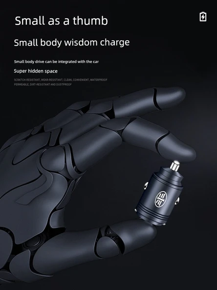 200W Süper Hızlı Araç Şarj Cihazı - USB - Siyah - 4