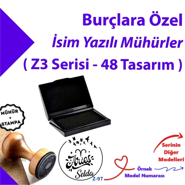 Burçlara Özel Mühür, Burç Tasarımlı Kaşe, Doğum Gününe Göre Burçlu Hediyelik Kaşe Z3 Serisi