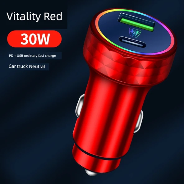 Araç Şarjı - Canlı Kırmızı - 30W Standart Şarj