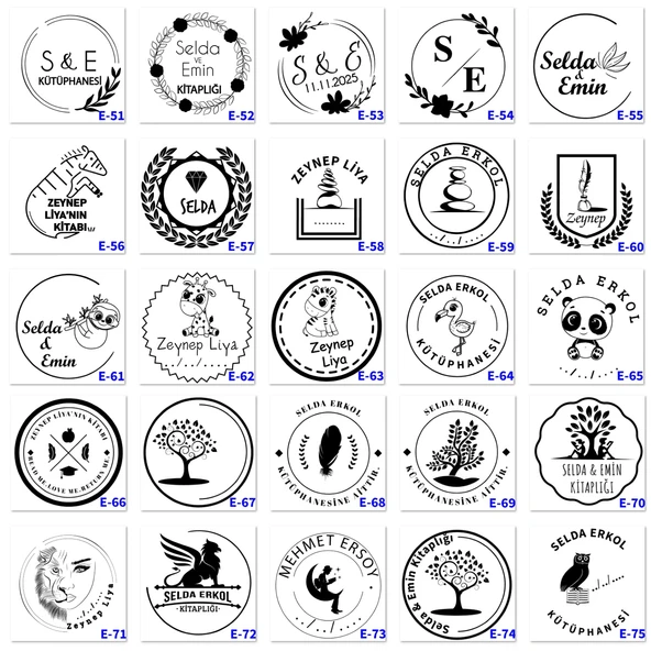 Kişiye Özel Kitap Damgası, İsimli Kaşeler, Hediyelik Kaşe E Serisi (100 Model) - 4