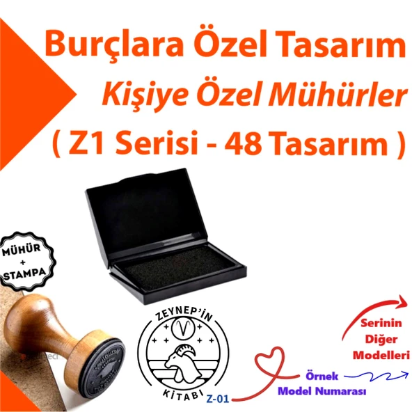 Burçlara Özel Tasarım Mühür, Burç Temalı Kaşe, Hediyelik Burçlu Damgalar Z1 Serisi