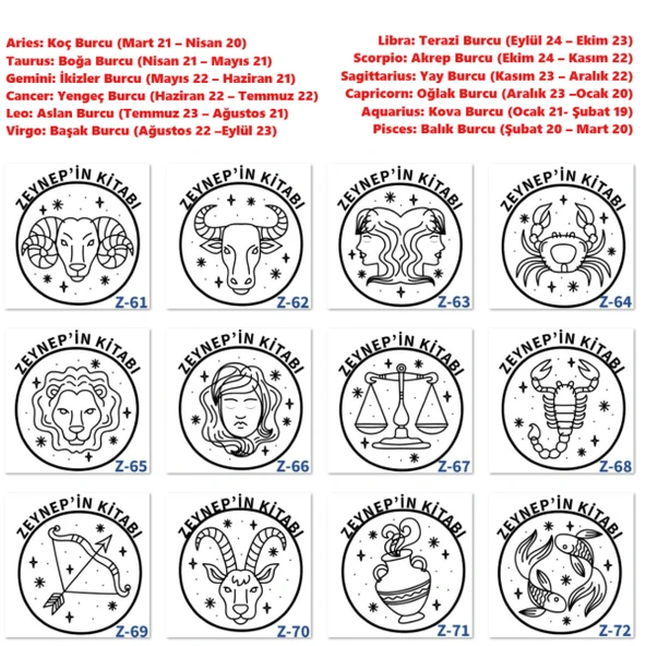 Kişiye Özel İsimli Kaşe, Kitapseverlere Burçlu Kaşe Damga Z2 Serisi - 3