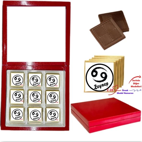 Kişiye Özel Burç Tasarımlı Çikolata Kutusu, Burçlu Tasarımlar Z1 Serisi