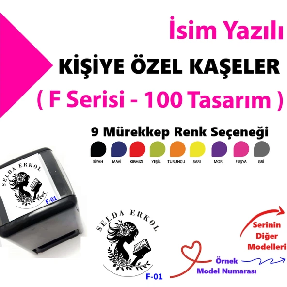 Kişiye Özel Damgalar, Kitap Kaşesi, Özel Tasarım Kaşe F Serisi (100 Model)