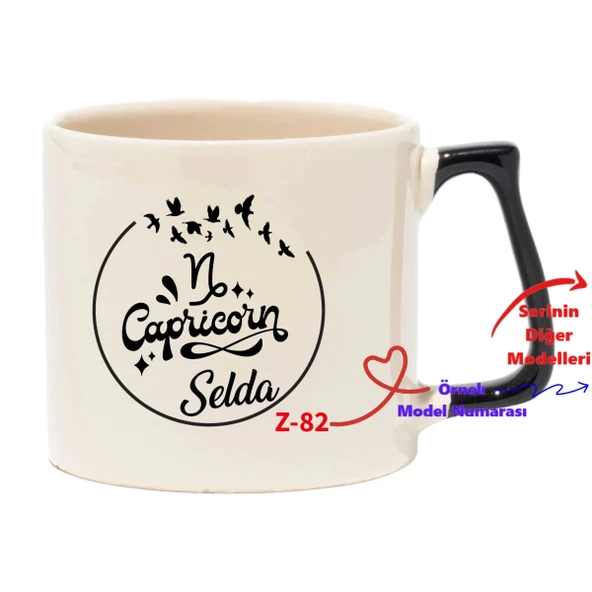 Kişiye Özel Burçlu Siyah Lüks Kupa, Burçlara Özel Kupalar Z2 Serisi ürün görseli