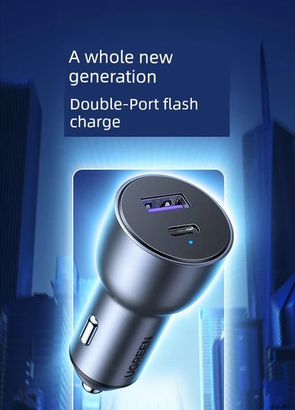 USB+C 52.5W Araç Şarj Cihazı, MFi Sertifikalı PD ve 6A Apple 8-14/Android Kablo Seti - 7