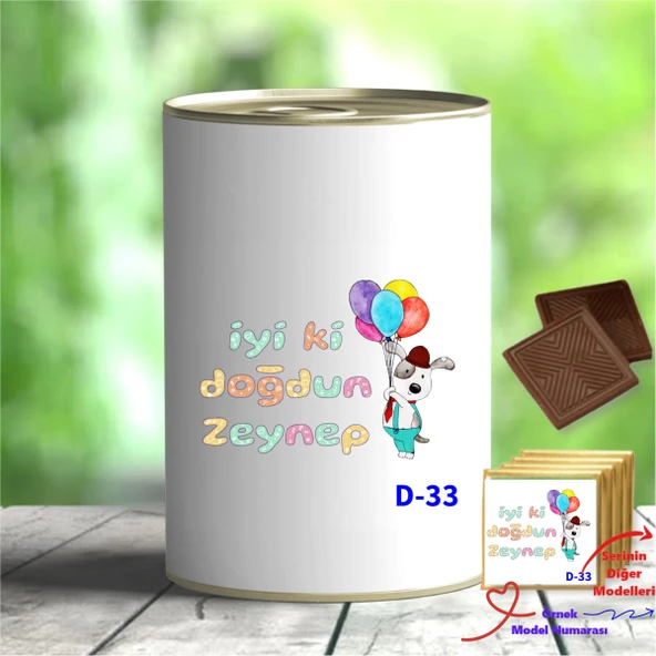 Kişiye Özel Hediyelik Çikolata Konservesi, Doğum Günü Serisi D Serisi (50 Model)