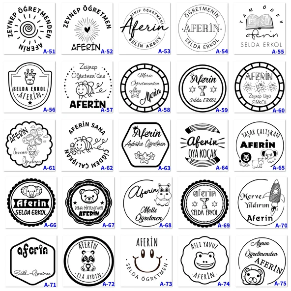 Kişiye Özel Kaşe, Öğretmenlere Aferin Kaşesi, Öğretmene Kaşe A Serisi (75 Model) - 4