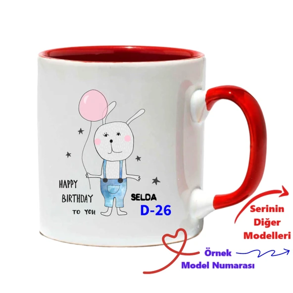 Kişiye Özel Kırmızı Kupa, Doğum Günü Kırmızı Kupa Bardak D Serisi ürün görseli