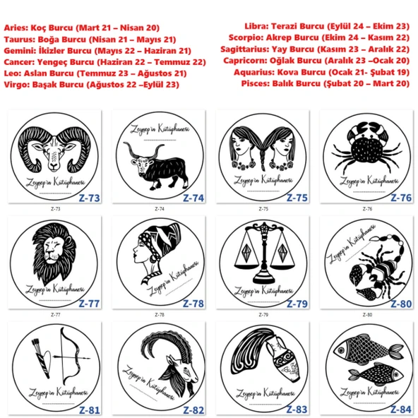 Kişiye Özel İsimli Kaşe, Kitapseverlere Burçlu Kaşe Damga Z2 Serisi - 4