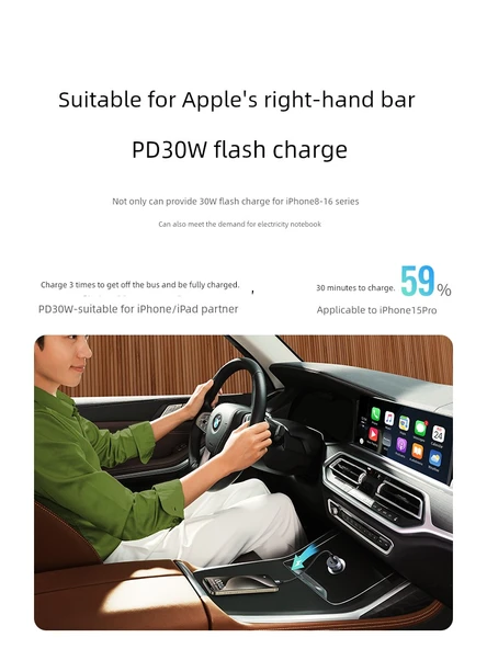 Çift Port USB+C 42W Hızlı Araç Şarj Cihazı - 11