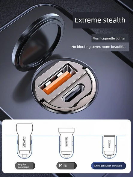 Gizli Araç Şarj Cihazı + USB Üçü Bir Arada Hızlı Şarj Kablosu - 3