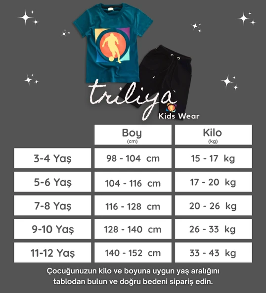 Triliya Pamuklu Unisex Çocuk Kapri Takımı (Cepli & Kordonlu, 3-12 Yaş) TRL-35 - 8