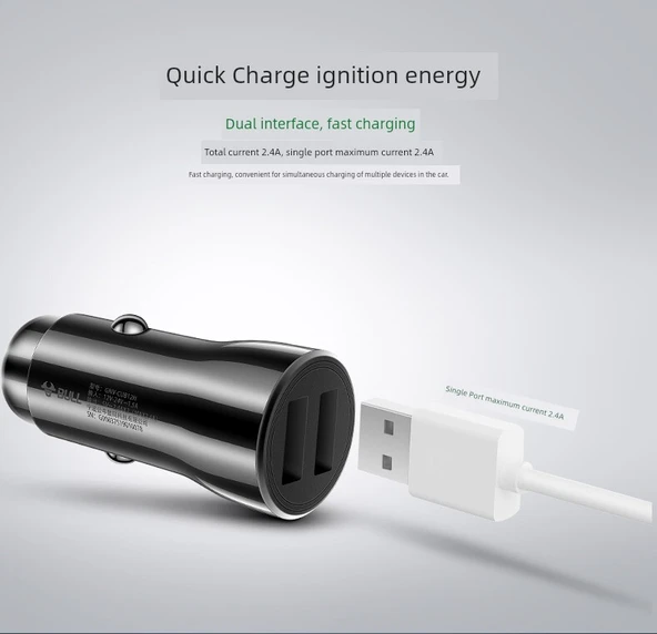 Çift USB Portlu Araç Şarjı - 12W - Beyaz (Plastik Kasa) - 8