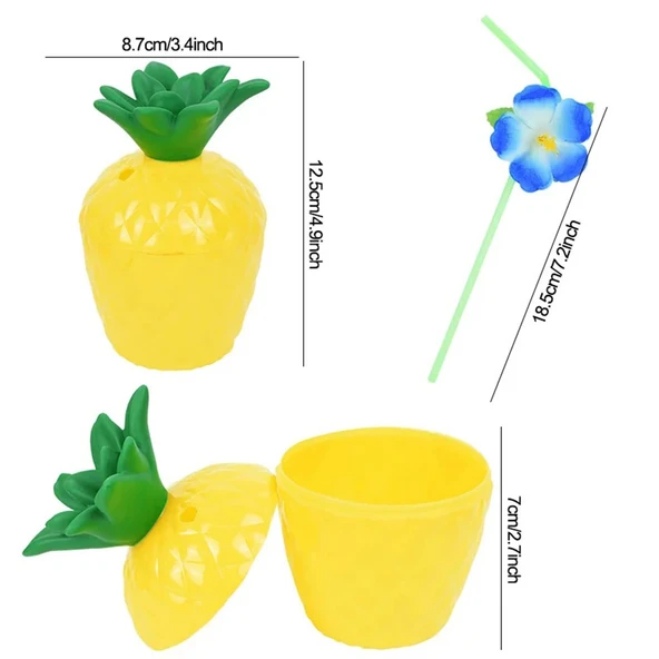 Ananas Hawaii Luau Aloha Pipetli İçecek Kabı Bardak 10x13 Cm 1 Adet - 2