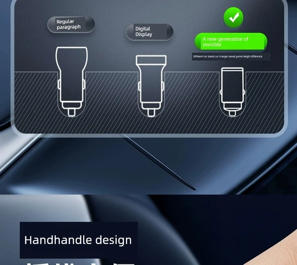 Gizli Araç Şarj Cihazı + USB Üçü Bir Arada Hızlı Şarj Kablosu - 11