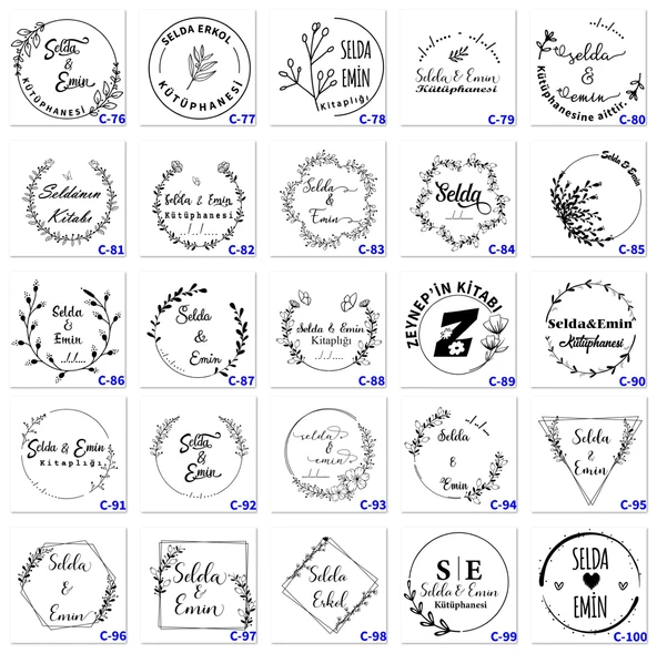 Kişiye Özel Kaşe, İsimli Mühürler, Kitap Mühürleri, Kitap Kaşe C Serisi (100 Model) - 5