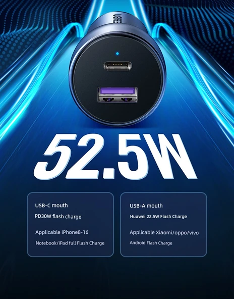 Çift Port USB+C 42W Hızlı Araç Şarj Cihazı - 10