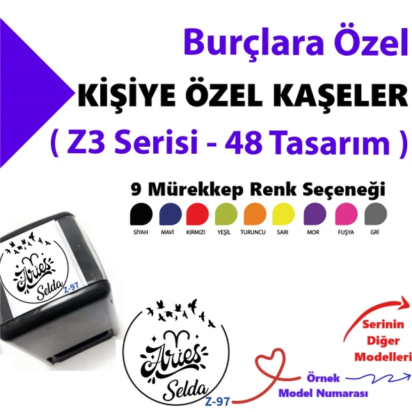 Kişiye Özel Kaşe Burçlu Kaşeler, Otomatik Burç Tasarımlı Kaşe Z3 Serisi