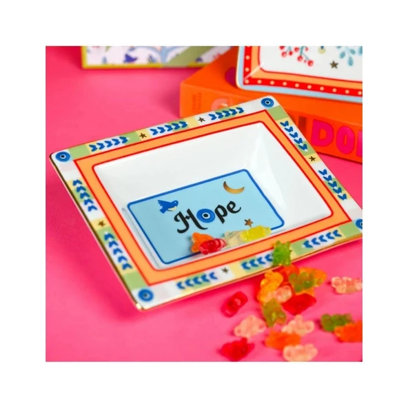 Baci Milano Mamma Mia Hope Yazılı Dikdörtgen Tabak 19,5cmx15,5cm