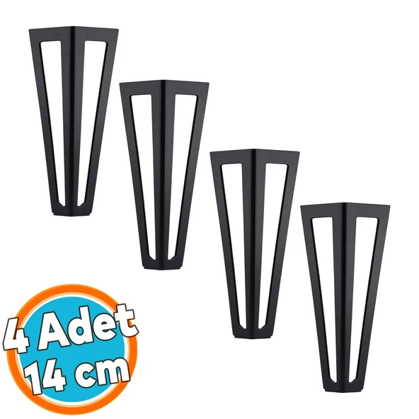 Mobilya Koltuk Baza Puf Sehpa Tv Ünite Masa Ayağı Ayakları Metal Ayakları 14 Cm Siyah 4 Adet ürün görseli