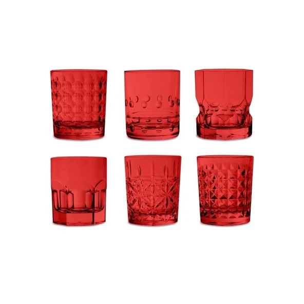Baci Milano Crystal Touch 6lı Bardak Seti 300ml Kırmızı ürün görseli