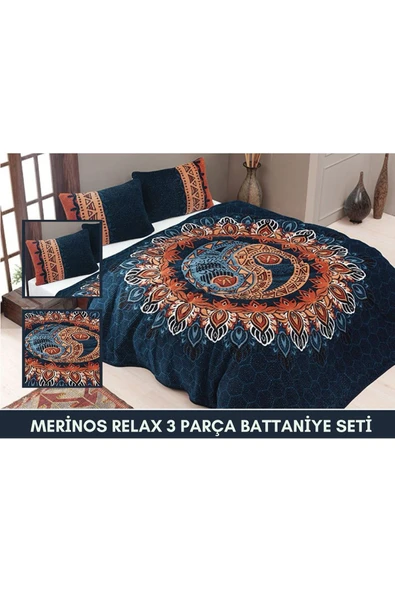 MERİNOS RELAX BATTANİYE YATAK ÖRTÜSÜ SETİ 3 PARÇA  ÇİFT KİŞİLİK - 3
