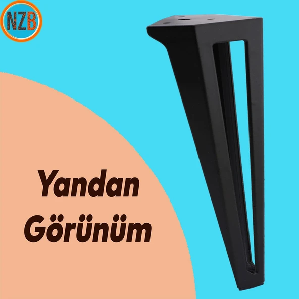 Mobilya Koltuk Baza Sehpa Kanepe Masa Ayağı Metal Ayak 20 Cm Siyah 4 Adet - 4
