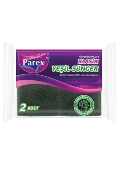 Parex Klasik Yeşil Sünger Düz 2li