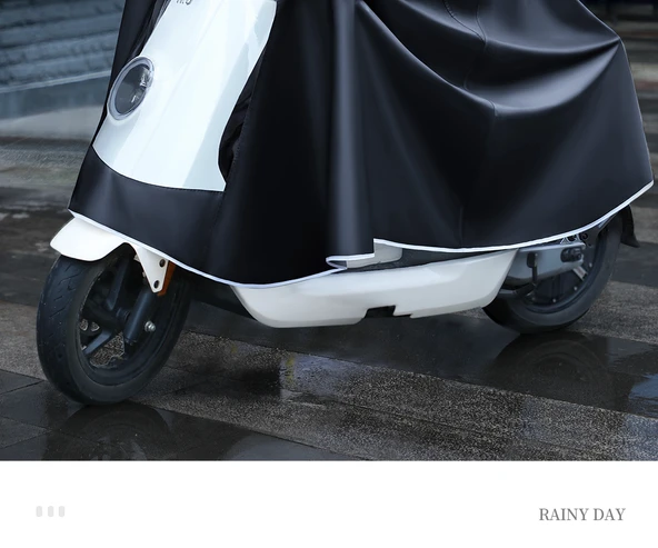 Uzun Kalın Motorsiklet Yağmurluğu - XXXXL - Aynasız - Mavi Desenli - 8