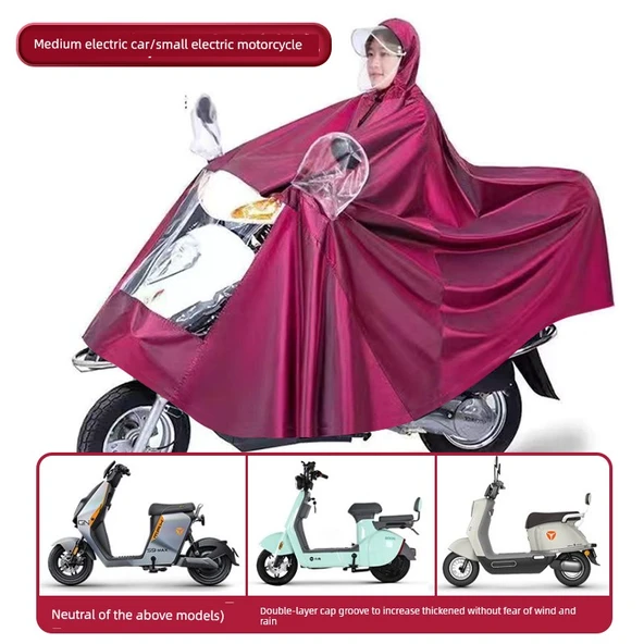 Kırmızı Elektrikli Motosiklet Yağmurluğu - Orta Boy Tramvay/Motosiklet İçin