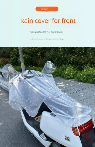 Elektrikli Motosiklet Yağmurluk - Büyük Boy Krizantem Desenli - Koltuk Minderi Yok, Aynalı - 7