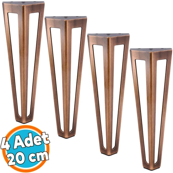 Mobilya Koltuk Konsol Tv Ünite Masa Ayağı Metal Ayakları 20 Cm Antik Bakır 4 Adet ürün görseli