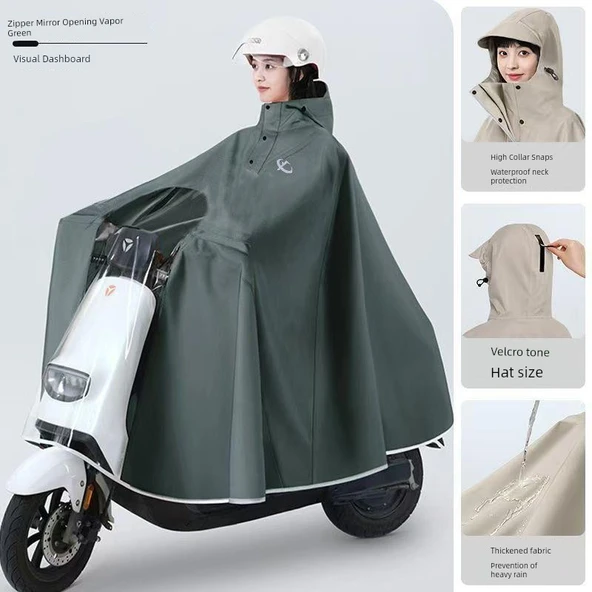 Motosiklet Yağmurluk Panço 3XL - Koyu Yeşil - Oxford Kumaş