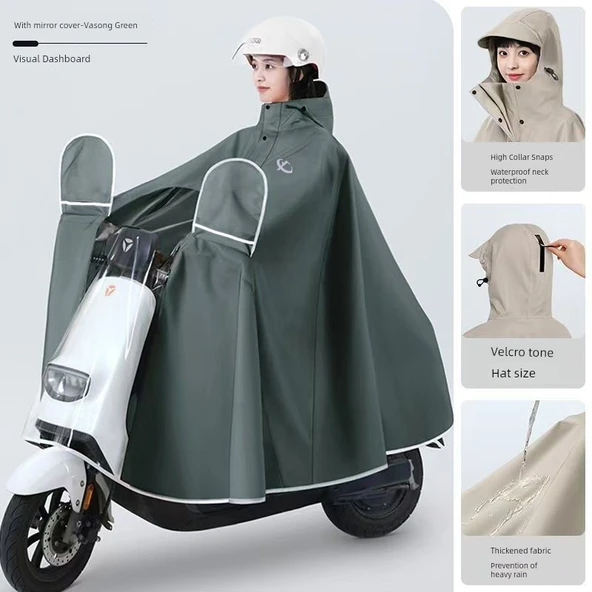 Motosiklet Yağmurluk Panço 3XL - Açık Mavi - Oxford Kumaş - 6