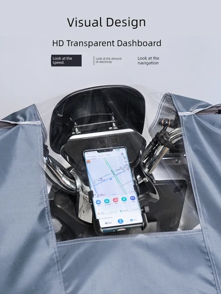 E-Bike Motosiklet Güneşliği Yağmur Koruyucu - Bordo (Fermuarsız) - 4