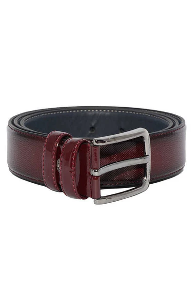 3.5 cm Tokalı Rugan Suni Deri Desenli Model Klasik Erkek Kemer Bordo - 3