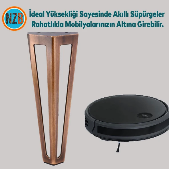Mobilya Koltuk Konsol Tv Ünite Masa Ayağı Metal Ayakları 20 Cm Antik Bakır 4 Adet - Resim 3
