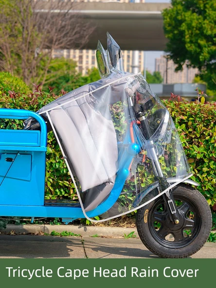 Üç Tekerlekli Elektrikli Bisiklet Su Geçirmez Yağmur Kılıfı - Tam Kapalı XL + Minderli XL - 2