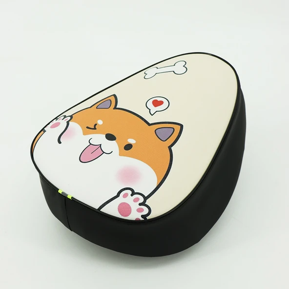 Elektrikli Araba Koltuk Kılıfı - Sevimli Corgi Desenli (Yuvarlak Ön)