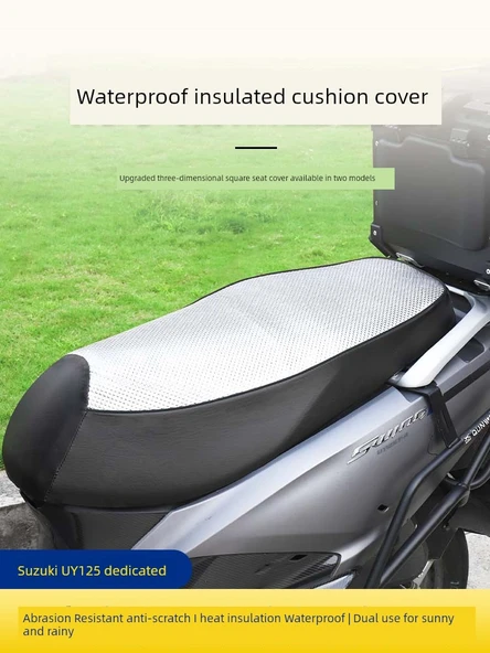 Suzuki Tiger shark VX125 Siyah Kare Güneşlik Deri Minder Kılıfı - 2